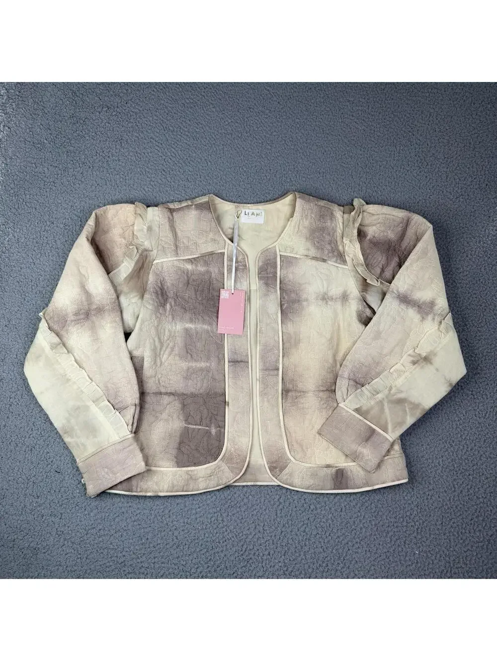 Free People Llani NWT Quilted Tie Dye Bomber Jacket Size XS/S Hand Dyed Blush